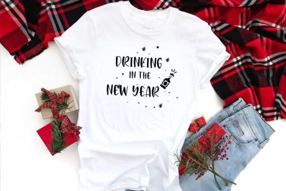 Drinking in the New Year Graphics for T-Shirt Designs