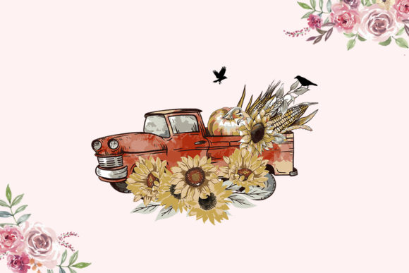 Fall Thanksgiving Autumn Pickup: Graphics for Print Templates