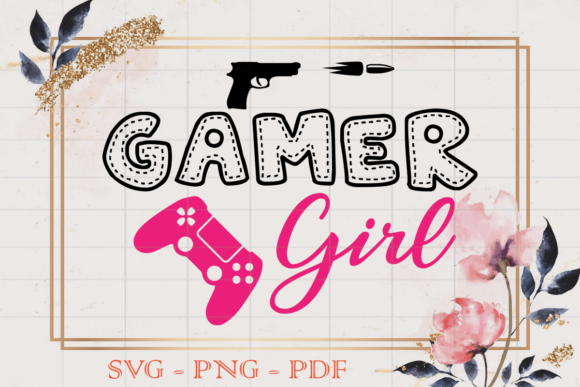 Gamer Girl SVG Graphics for Print Templates