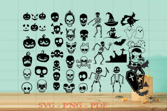 Skull and Bones Halloween Bundle SVG for Design Projects